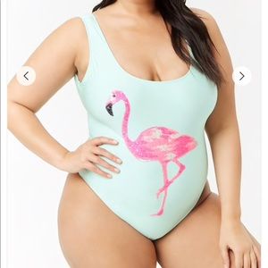 Sequin Flamingo One-Piece Swimsuit